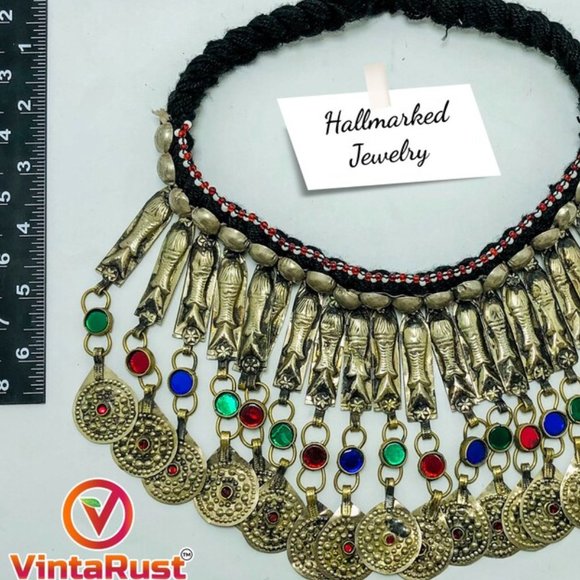 Handmade Choker Necklace, Long Dangling Tassels Fish Motif Necklace - Picture 12 of 14